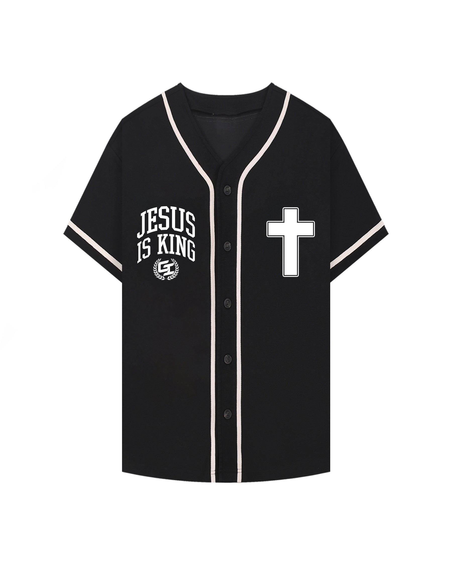 'Glory 2 The King' Contrast Piped Button-Up Jersey